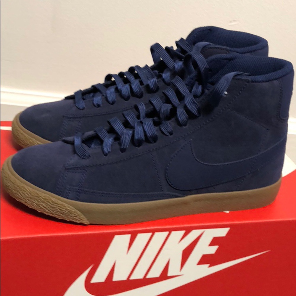 Nike Blazer Mid Blue Suede 8.5 Women’s - Picture 3 of 8